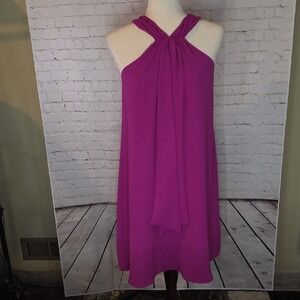 Trina Turk Verge Halter Swing Dress Fuchsia Pink XS - EUC